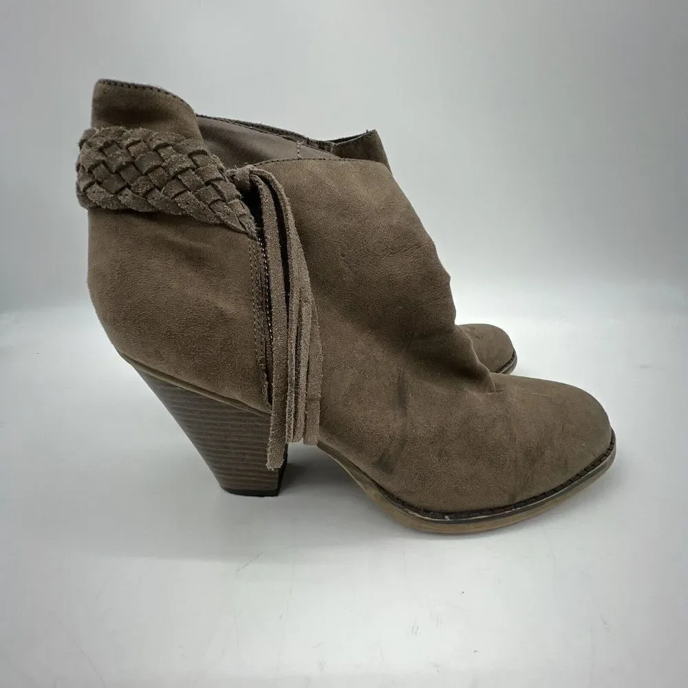 Altar’d State Brown Suede Booties Tassel Zipper Size 8.5